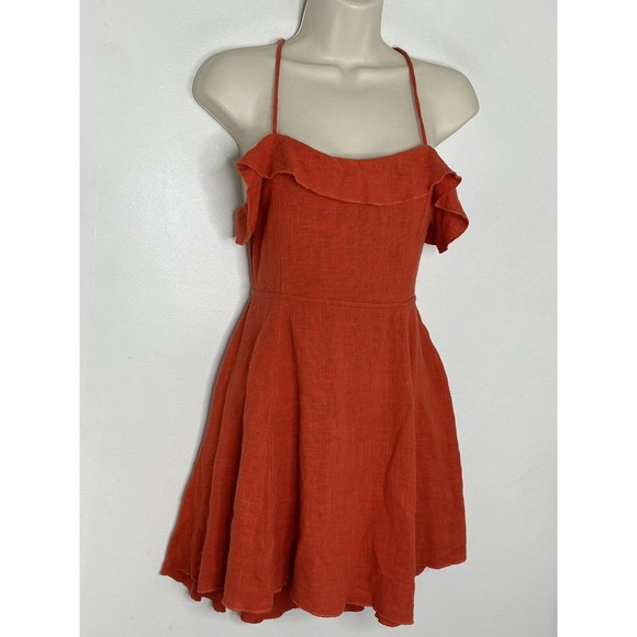 FREE PEOPLE women's coral orange Endless Summer More Than A Mini dress SZ S - Picture 2 of 7